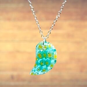 Indio Jewelry Millefiori Glass Pendant Necklace .925 Silver Chain #230